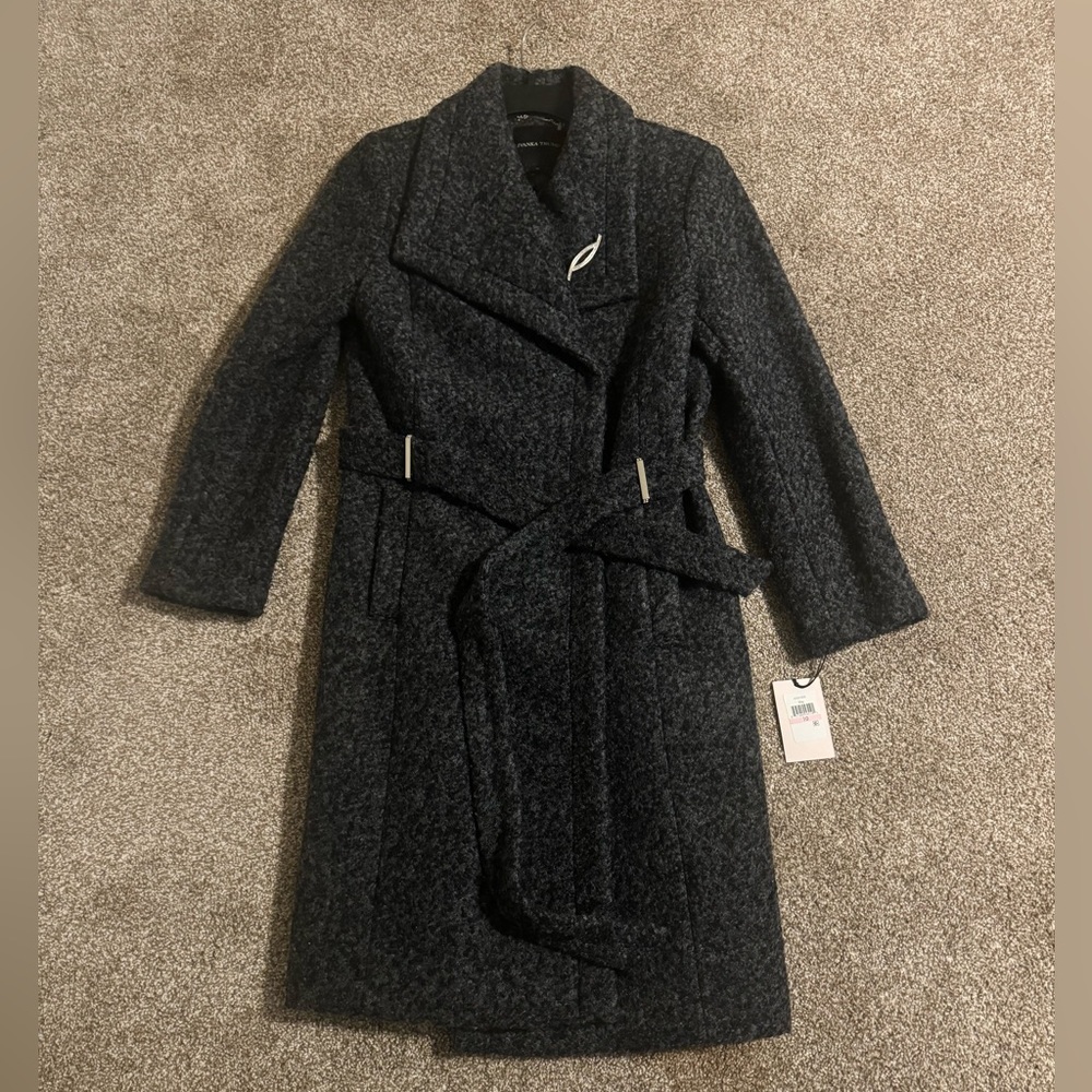 Grey belted long coat (new with tag)